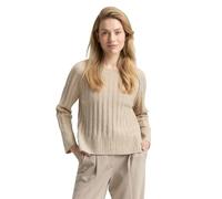 Tom Tailor - Bouclé Strickpullover mit Wollanteil sand stone beige melange - Gr. - XL