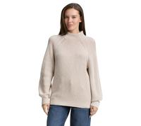 Strickpullover TOM TAILOR, Damen, Gr. XS, soft taupe rib structure, Rippstrick, Obermaterial: 65% Baumwolle, 30% Polyamid, 5% Wolle, Strukturmuster, loose fit taillenbedeckt, ohne Ausschnitt, Rippbünd