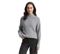 Tom Tailor Regular Fit Strickpullover aus Baumwoll-Mix mit Woll-Anteil in Hellgrau, Größe XS