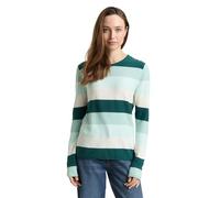 Tom Tailor - Strickpullover mit Rundhalsausschnitt green mint white stripe - Gr. - XXXL