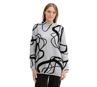 TOM TAILOR Damen Pullover aus Federgarn, 37086 - Grey Geometric Knit Pattern, XXXL