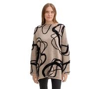 TOM TAILOR Damen Pullover aus Federgarn, 37133 - Beige Melange Geometric Knit, L