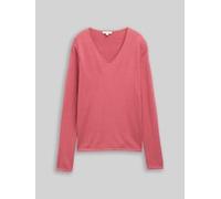TOM TAILOR Damen Pullover mit V-Ausschnitt, rot, Uni, Gr. L