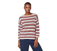 TOM TAILOR Damen Pullover & Strickjacken Gestreifter Pullover Offwhite orange Stripe Design,L,18774,4000