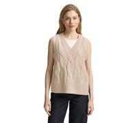 Tom Tailor Regular Fit Pullunder aus Baumwoll-Mix mit Woll-Anteil in Taupe Melange, Größe XXL