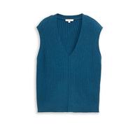 Tom Tailor Regular Fit Pullunder aus Baumwoll-Mix mit Woll-Anteil in Petrol Melange, Größe XS