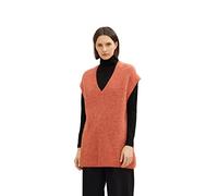 TOM TAILOR Damen Pullunder mit V-Ausschnitt 1034075, 30670 - Canyon Sunset Red Melange, XS
