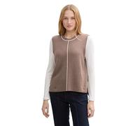Tom Tailor Damen Pullunder mit Ziernaht, 36516 - Taupe Grey, S