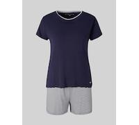 TOM TAILOR Damen Pyjama-Set mit Streifenmuster, blau, Gestreift, Gr. 40