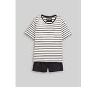 TOM TAILOR Damen Pyjama-Set mit Streifenmuster, weiß, Gestreift, Gr. 44