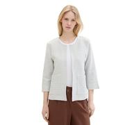 TOM TAILOR Damen Regular Fit Blazer Jacke mit Streifen-Struktur, 34869 - Offwhite Green Stripe Ck, M