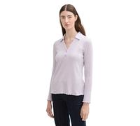 TOM TAILOR Damen RIPP Longsleeve mit Polokragen, 33805 - Soft Lavender Melange, M