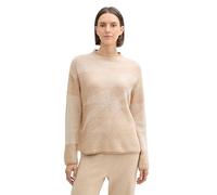 TOM TAILOR Damen RIPP Strickpullover mit Muster, 37006 - Beige Plaited Structure Knit, S