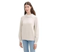 Tom Tailor Damen RIPP Strickpullover mit Wollanteil, 36332 - Dusty Beige Rib Structure, XL