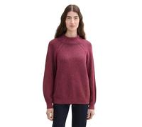 Tom Tailor Damen RIPP Strickpullover mit Wollanteil, 36333 - BlackBerry Rib Structure, XXXL