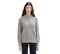 V-Ausschnitt-Pullover TOM TAILOR Gr. XL (42), explicit grey rib structure Damen Pullover (32623962-XL) explicit grey rib structure