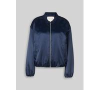 TOM TAILOR Damen Satin Blouson Jacke mit Bomberkragen, blau, Uni, Gr. XXXL