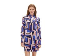 TOM TAILOR Damen Satin-Kleid aus Viskose mit Stehkragen, black abstract design, 40