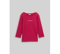 TOM TAILOR Damen 1048941 Slim Fit Langarmshirt mit Glitzer-Logo (1er Pack)
