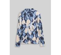TOM TAILOR Damen Slim Fit Langarmshirt mit Muster, blau, Gemustert, Gr. XXL