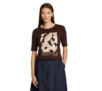 Kurzarmshirt TOM TAILOR "Fied", Damen, Gr. XL, braun (java schwarz braun), Single Jersey, Obermaterial: 95% Baumwolle, 5% Elasthan, bedruckt, normal hüftbedeckend, Rundhals, abgesteppte Kante, Shirts,