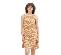 Volant Kleid - Farbe - brown abstract leaf design - Größe - 38
