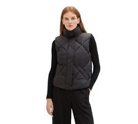 TOM TAILOR Damen Steppweste mit Stehkragen, deep black, XXL
