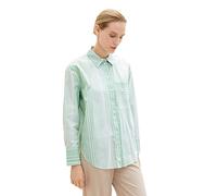 TOM TAILOR Damen Stretch Poplin Bluse mit Brusttasche, 31129 - Green Gradient Stripe, 36