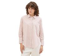 TOM TAILOR Damen Stretch Poplin Bluse mit Brusttasche, 32420 - Rose Offwhite Vertical Stripe, 44