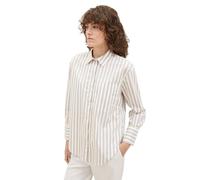 TOM TAILOR Damen Stretch Poplin Bluse mit Brusttasche, 32470 - Grey Offwhite Vertical Stripe, 42