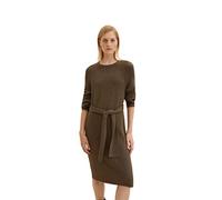 TOM TAILOR Damen Strickkleid mit Bindegürtel 1034084, 30668 - Tarmac Khaki Melange, 42