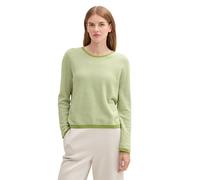 TOM TAILOR Damen Strickpullover aus Baumwolle, 36996 - Green White Bubble Knit Design, XXL