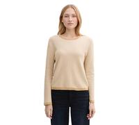 TOM TAILOR Damen Strickpullover aus Baumwolle, 37527 - Beige Ecru Bubble Knit Design, XL
