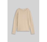 Strickpullover TOM TAILOR "Regular", Damen, Gr. S, beige (gravel beige melange), Strick, Obermaterial: 100% Baumwolle, unifarben, regular fit hüftbedeckend, Rundhals, Rollkante, Pullover Strickpullove