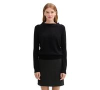 TOM TAILOR Damen Strickpullover aus Federgarn, 14482 - Deep Black, M