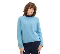 TOM TAILOR Damen Strickpullover mit Rundhalsausschnitt, Clear Light Blue Melange, XXL