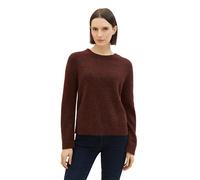 TOM TAILOR Damen Strickpullover mit Rundhalsausschnitt, raisin melange, XXXL