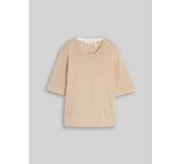 TOM TAILOR Damen Strickpullover mit Seidenanteil, beige, Meliert, Gr. XL