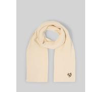 TOM TAILOR Damen Strickschal mit Badge, weiß, Meliert, Gr. ONESIZE