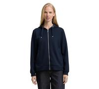 Kapuzensweatjacke TOM TAILOR, Damen, Gr. S, weiß (sky captain), Sweatware, Obermaterial: 51% Polyester, 42% Viskose, 7% Elasthan, unifarben, casual, regular fit hüftbedeckend, Rundhals, Langarm Bündch