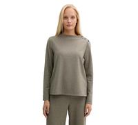 TOM TAILOR Damen Sweatshirt mit Knopfleiste, 36987 - Cargo Beige Mini Pepita, XS