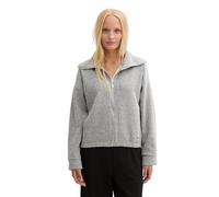 Tom Tailor Damen Sweatshirtjacke mit Kragen, 36596 - Grey Heringbone Boucle, M