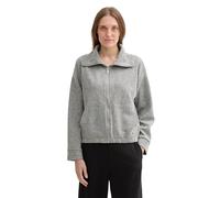 Tom Tailor Damen Sweatshirtjacke mit Kragen, 36596 - Grey Heringbone Boucle, M