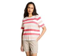 T-Shirt TOM TAILOR, Damen, Gr. 3XL, rosa (coral sanftes weiß stripe), Single Jersey, Obermaterial: 100% Baumwolle, gestreift, regular fit normal, Rundhals, gerader Abschluss, Shirts T-Shirt, mit Strei