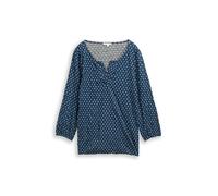 TOM TAILOR Damen 1047731 Crinkle Blusenshirt mit Muster, 38407-Teal Geometric Minimal Design, S