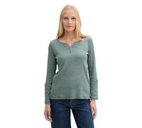 Tom Tailor Henley Langarm-t-shirt XS Off White Green Small Stripe