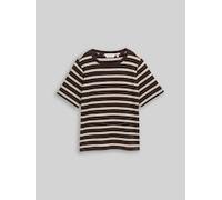 TOM TAILOR Damen T-Shirt aus Baumwolle, braun, Gestreift, Gr. M