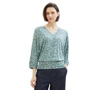 TOM TAILOR Damen T-Shirt-Bluse mit Muster, 34840 - Green Abstract Leaf Print, L