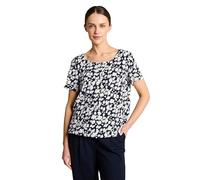 Tom Tailor Damen Crinkle-T-Shirt mit Ginkgo-Muster Blau Minimal Größe XXXL