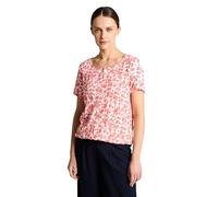 Tom Tailor - Crinkle T-Shirt mit Muster coral pink ginkgo minimal - Gr. - S